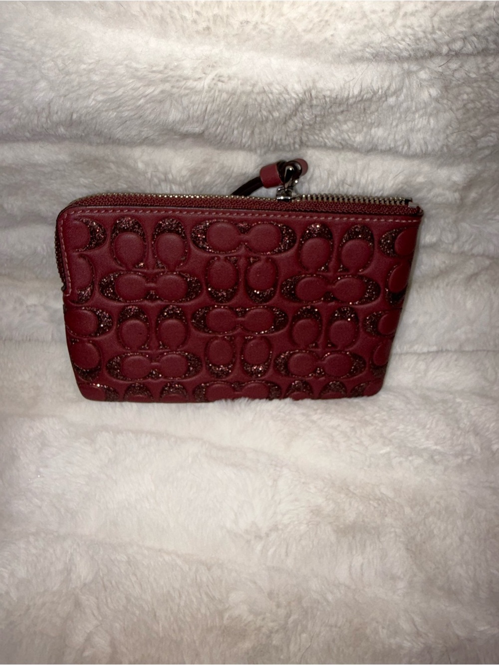 Coach Small Signature Wristlet in Burgundy